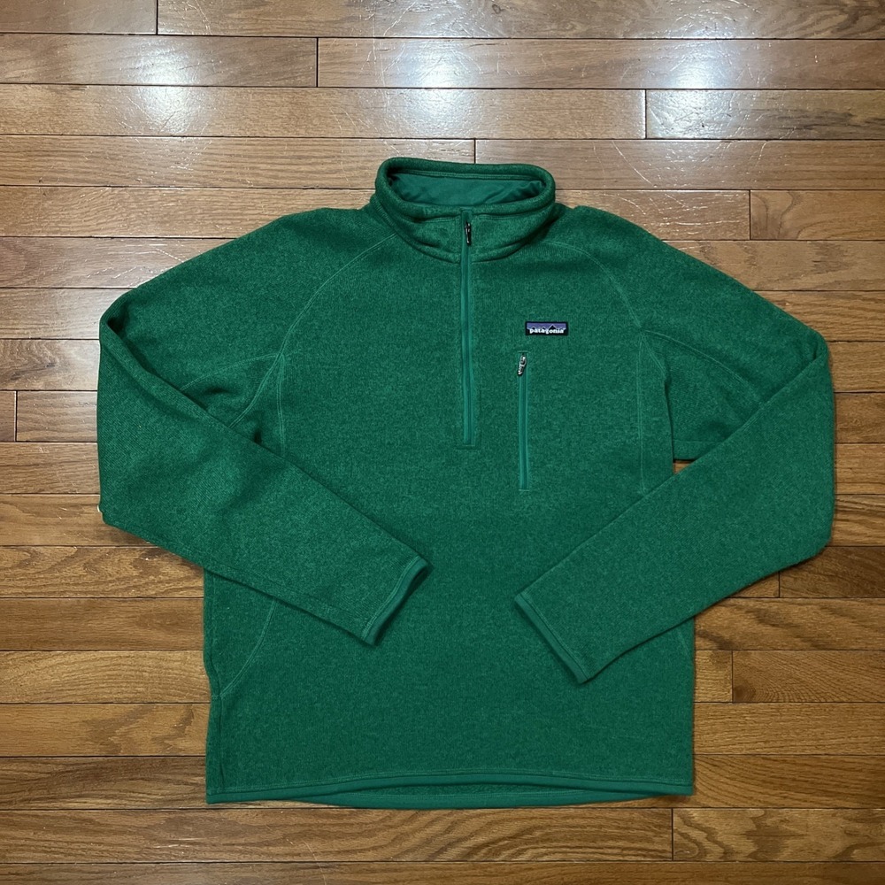 Patagonia Mens Medium Green 1/4 Zip Fleece Pullover Sweater Lightweight Outdoor